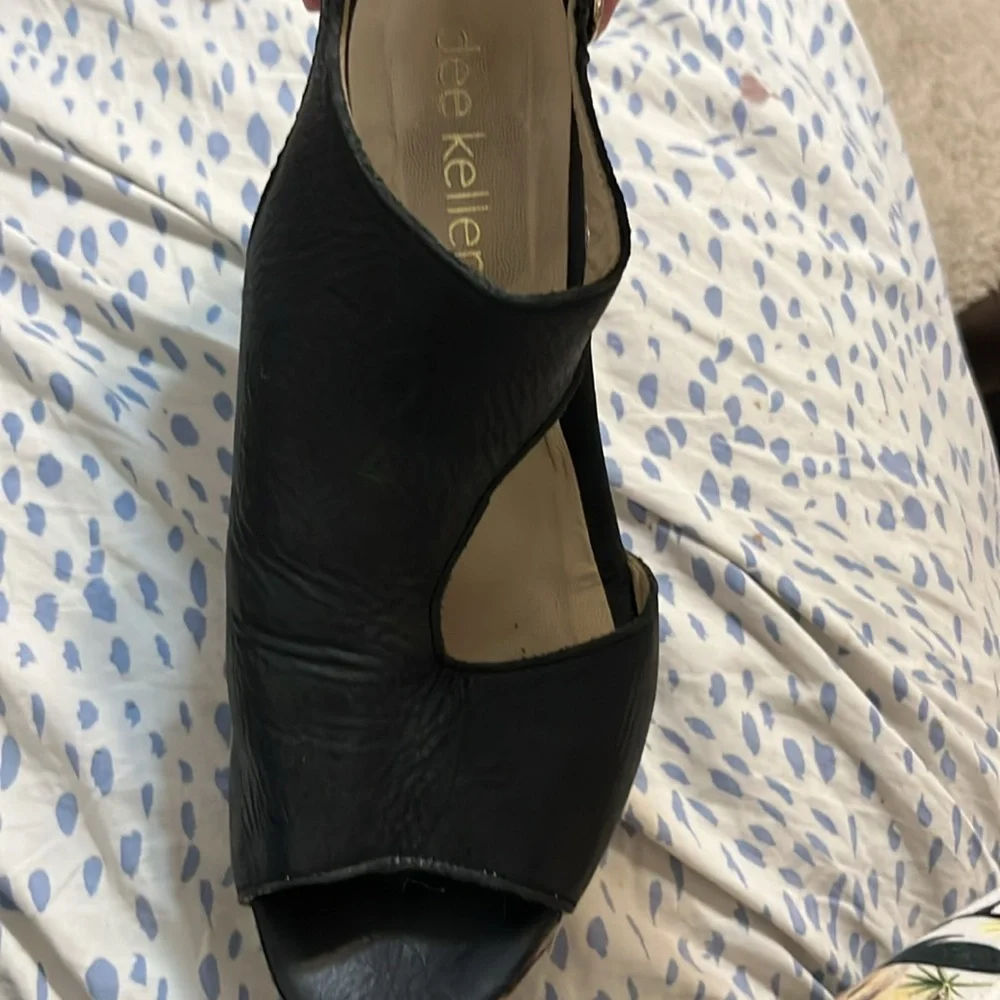 Black leather platforms